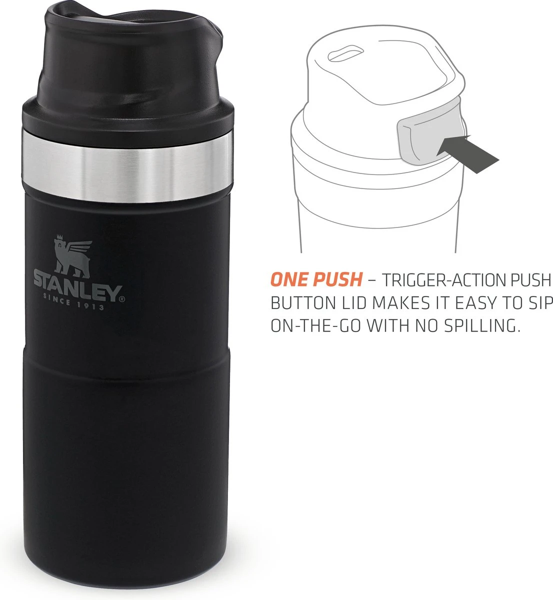Stanley Trigger-Action Travel Mug 0.35L - Thermosfles - Matt Black 10 Stanley Trigger-Action Travel Mug 0.35L - Thermosfles - Matt Black - Afbeelding 8