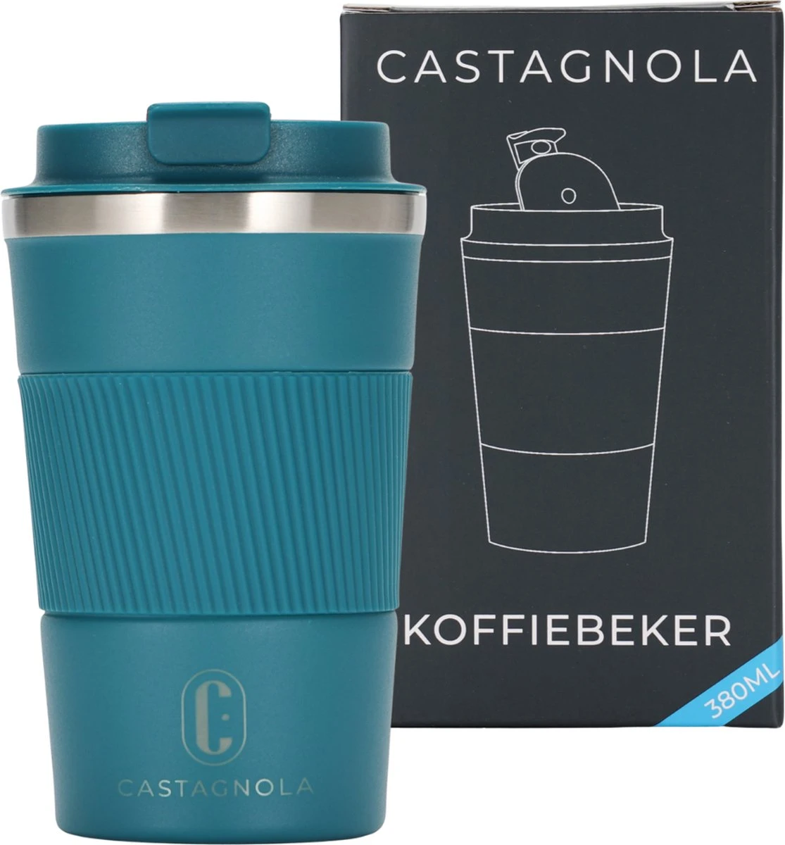 Castagnola Design RVS Koffiebeker To Go - Blauw - 380ml - Thermosbeker - Theebeker 3 Castagnola Design RVS Koffiebeker To Go - Blauw - 380ml - Thermosbeker - Theebeker