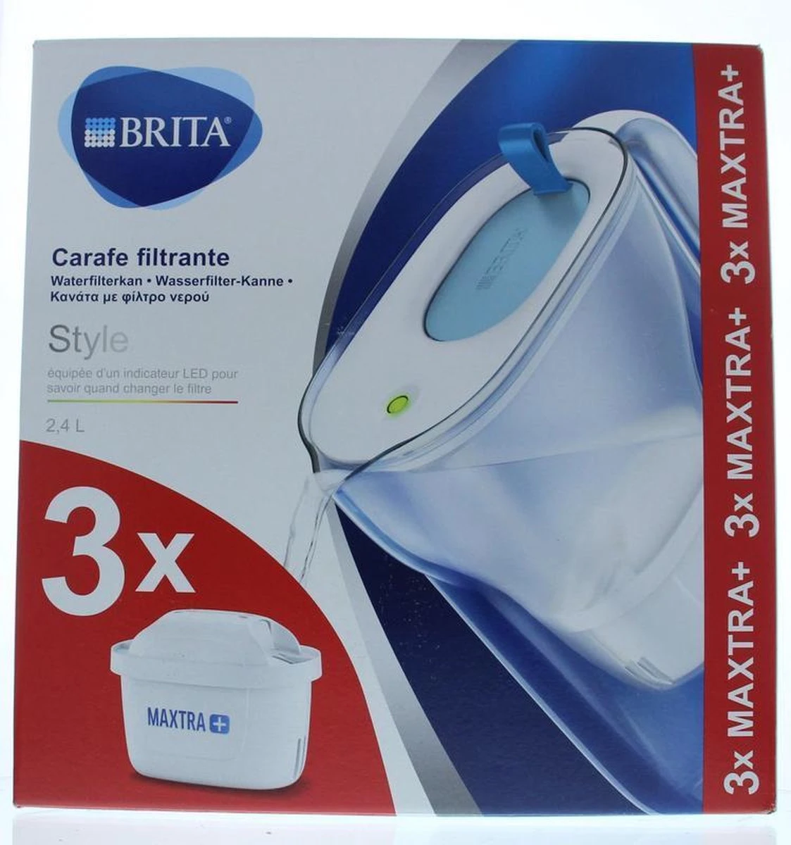 BRITA - Waterfilterkan Style Cool - Blauw - 2,4L + 3 MAXTRA+ Waterfilterpatronen 18 BRITA - Waterfilterkan Style Cool - Blauw - 2,4L + 3 MAXTRA+ Waterfilterpatronen - Afbeelding 16