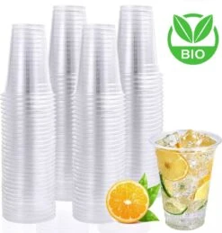 Bio Plastic Bekers - 140 Stuk(s) - 250 Ml - Transparant - Cups - Plastic Glazen - Kerst Servies