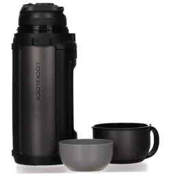 Lock&Lock Thermoskan - Isoleerkan - Thee En Koffie - Lekvrij - 1,5 Liter - RVS - Inklapbaar Handvat - Zwart -Bekerwinkel 1161x1200