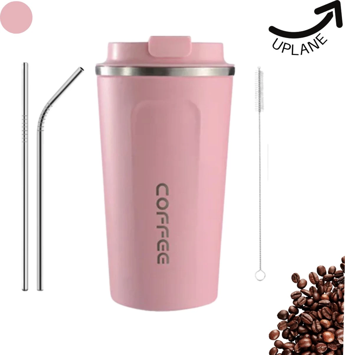 Thermosbeker - Koffiebeker To Go - Travel Mug - Dubbelwandig, RVS & Lekvrij - Thermosbeker Koffie - 380 ML – Roze 3 Thermosbeker - Koffiebeker To Go - Travel Mug - Dubbelwandig, RVS & Lekvrij - Thermosbeker Koffie - 380 ML – Roze