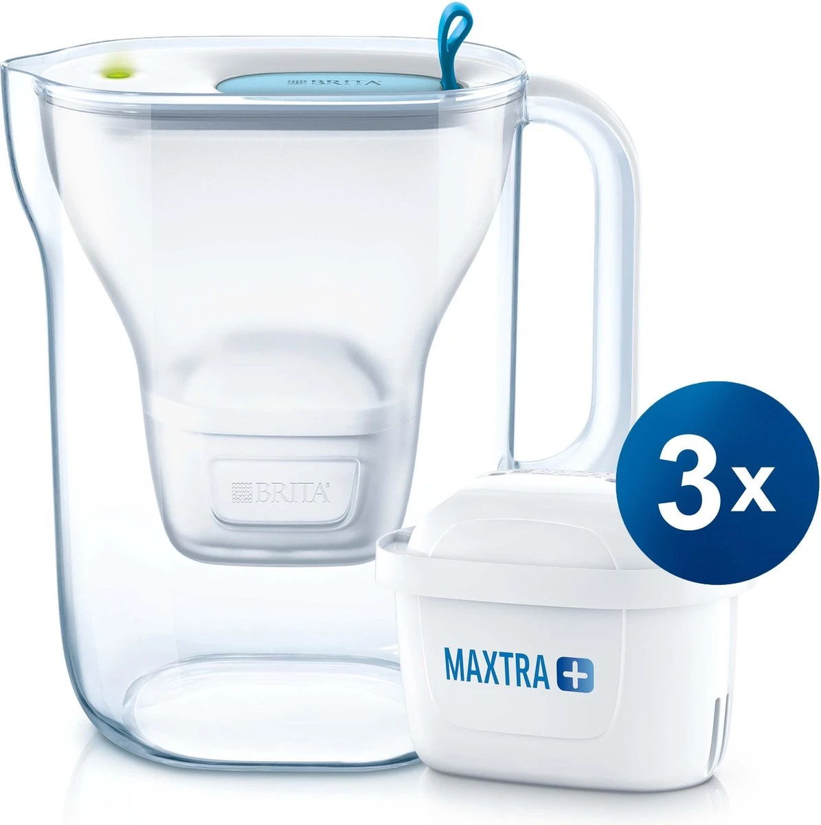 BRITA - Waterfilterkan Style Cool - Blauw - 2,4L + 3 MAXTRA+ Waterfilterpatronen 3 BRITA - Waterfilterkan Style Cool - Blauw - 2,4L + 3 MAXTRA+ Waterfilterpatronen