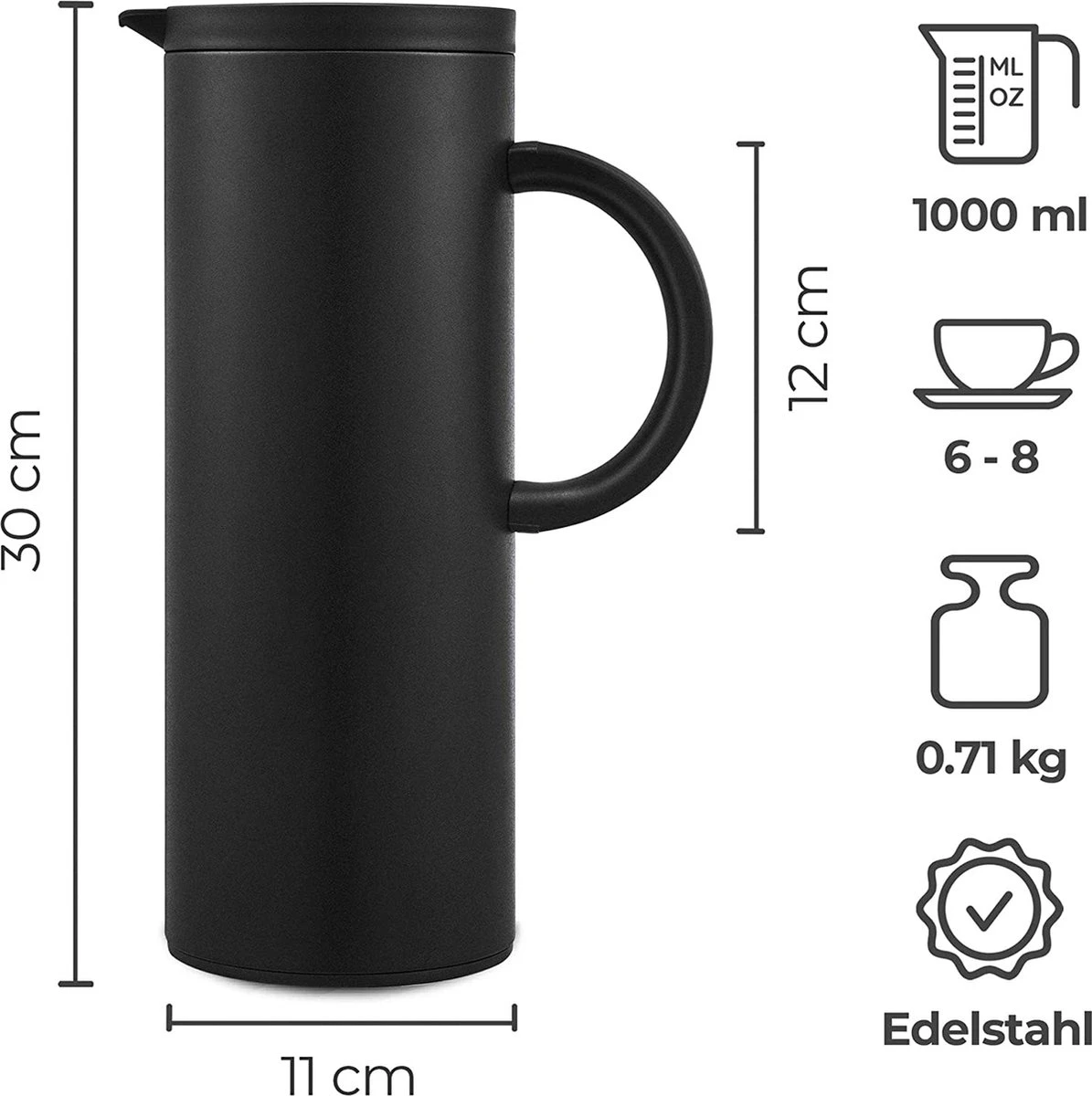Silberthal - Thermoskan - 1 L - Dubbelwandig - Isoleerkan - Thermofles Koud En Warm - Cadeau 8 Silberthal - Thermoskan - 1 L - Dubbelwandig - Isoleerkan - Thermofles Koud En Warm - Cadeau - Afbeelding 6