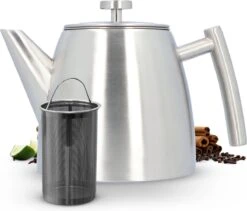 Vaja® Theepot Camille Met Filter - Zilver - 1.0L - RVS Dubbelwandig - Theekan -Bekerwinkel 1200x1027 2