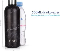TIGR The Combo - Voordeelset Minimalist Thermosfles En Cup Warmhoudbeker - 500ml - Zwart Marmer -Bekerwinkel 1200x1031