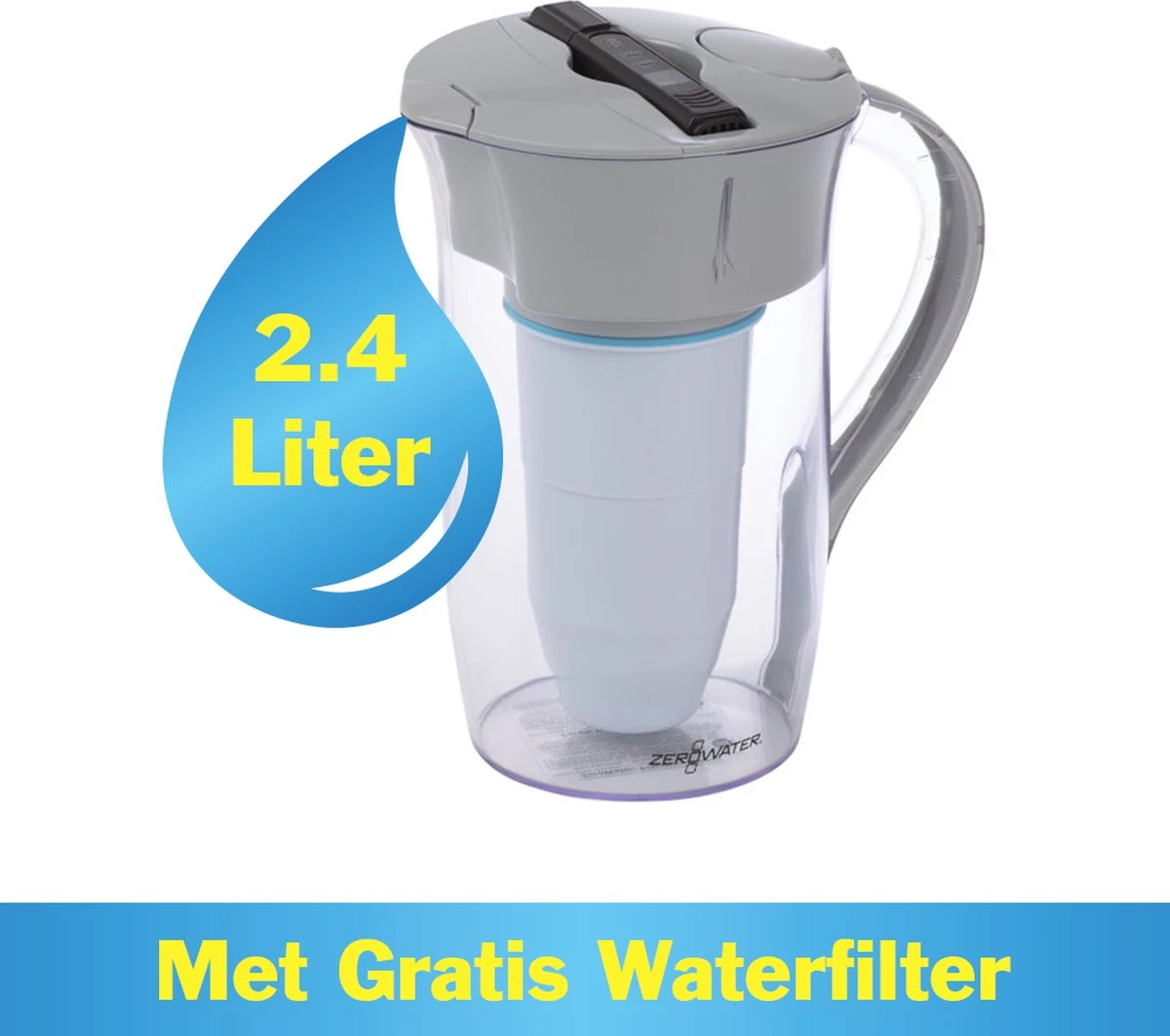 ZeroWater - 2,4 Liter - Ronde Waterfilterkan - Met Gratis Waterfilter & TDS Meter 3 ZeroWater - 2,4 Liter - Ronde Waterfilterkan - Met Gratis Waterfilter & TDS Meter