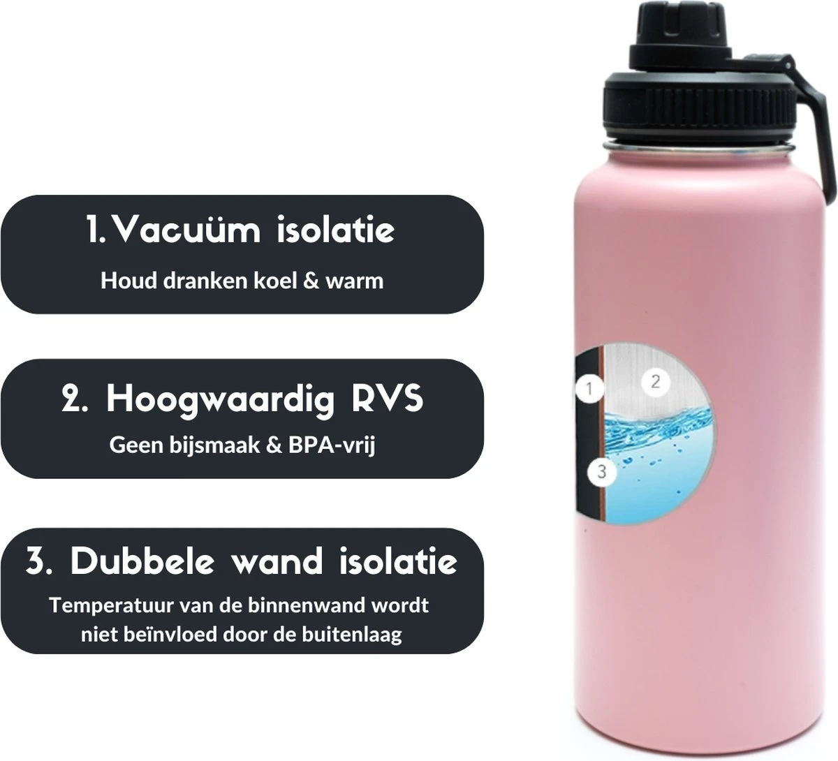 Thermosfles - Pastel Pink - 1 Liter - Extra Dop Met Rietje & Drinktuit - Thermosflessen - Isoleerfles - BPA Vrij - Lekvrij - Thermosfles 1 Liter - Isoleerfles 1 Liter - Thermoskan - Isoleerbeker - Thermosbeker 7 Thermosfles - Pastel Pink - 1 Liter - Extra Dop Met Rietje & Drinktuit - Thermosflessen - Isoleerfles - BPA Vrij - Lekvrij - Thermosfles 1 Liter - Isoleerfles 1 Liter - Thermoskan - Isoleerbeker - Thermosbeker - Afbeelding 5