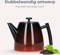 Vaja® Theepot Juliette Met Filter - Dubbelwandig -Theekan 1.0L - Glimmend Zwart -Bekerwinkel 1200x1099 4