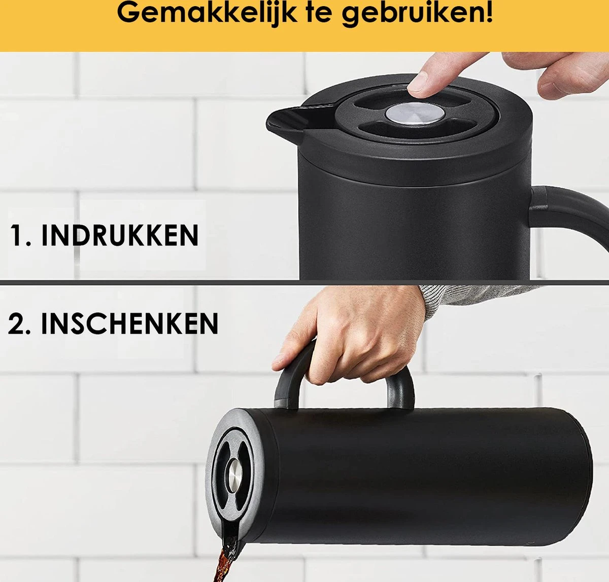 Silberthal - Thermoskan - 1 L - Dubbelwandig - Isoleerkan - Thermofles Koud En Warm - Cadeau 7 Silberthal - Thermoskan - 1 L - Dubbelwandig - Isoleerkan - Thermofles Koud En Warm - Cadeau - Afbeelding 5