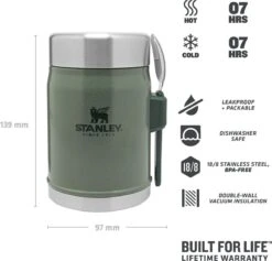 Stanley The Legendary Food Jar + Spork 0,4L - Thermosfles - Hammertone Green 11 Stanley The Legendary Food Jar + Spork 0,4L - Thermosfles - Hammertone Green -Bekerwinkel 1200x1151