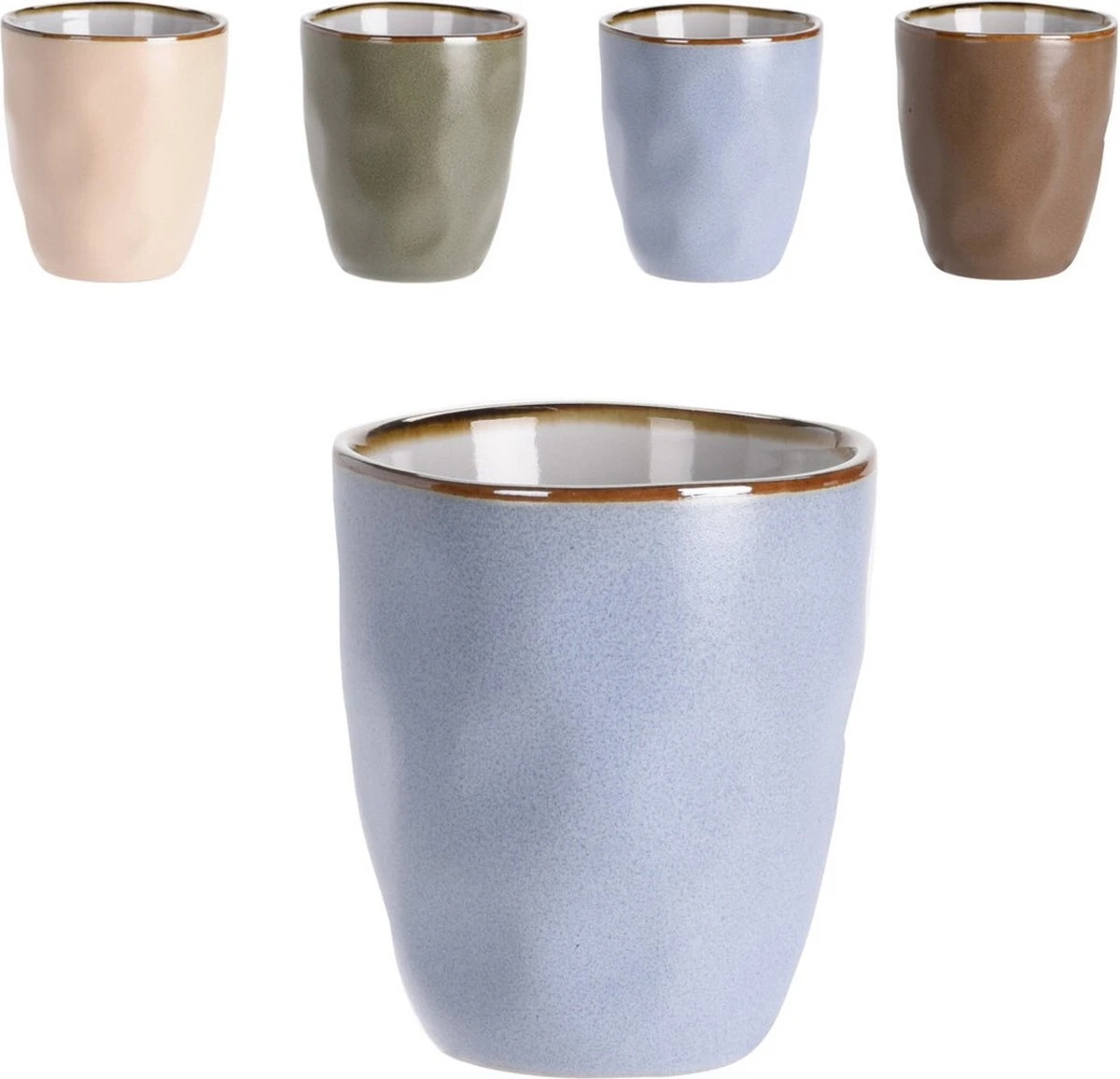 Excellent Houseware Set Van 4x Stuks Luxe Gekleurde Stoneware Bekers/koffiekopjes 280 Ml - Kopjes/koffiebekers 3 Excellent Houseware Set Van 4x Stuks Luxe Gekleurde Stoneware Bekers/koffiekopjes 280 Ml - Kopjes/koffiebekers