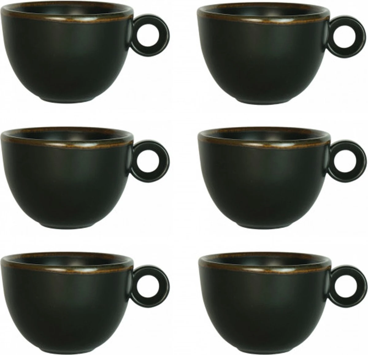 Cappuccinokopje - 200ml - Mosterdman - 6 Kopjes Mat Zwart Gloomy 3 Cappuccinokopje - 200ml - Mosterdman - 6 Kopjes Mat Zwart Gloomy