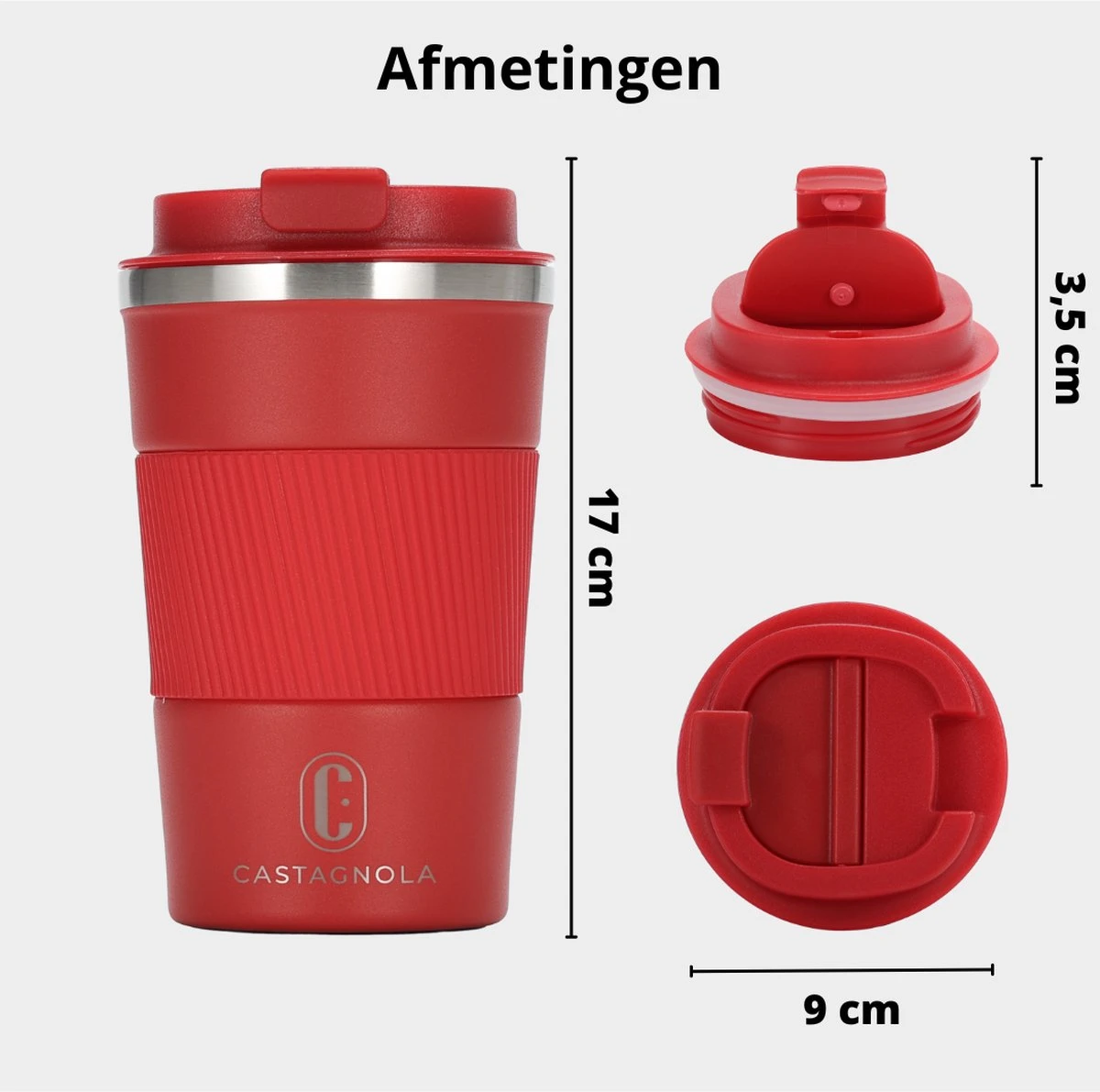 Castagnola Design RVS Koffiebeker To Go - Rood - 380ml - Thermosbeker - Theebeker 8 Castagnola Design RVS Koffiebeker To Go - Rood - 380ml - Thermosbeker - Theebeker - Afbeelding 6