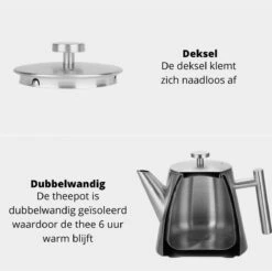 Castagnola Theepot Met Filter – Theekan – Theepot Dubbelwandig – Theepot Roestvrijstaal – Hoogwaardig RVS – 1 Liter – 5 Kopjes Thee – Zilver 12 Castagnola Theepot Met Filter – Theekan – Theepot Dubbelwandig – Theepot Roestvrijstaal – Hoogwaardig RVS – 1 Liter – 5 Kopjes Thee – Zilver -Bekerwinkel 1200x1195 10