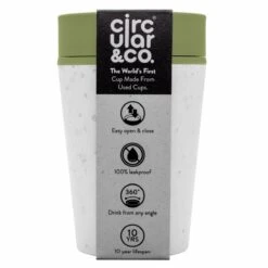 Circular & Co - Travel Mug - Koffiebeker To Go - Coffee To Go Beker - 227 Ml - Crème - Groen - 8oz - Duurzaam