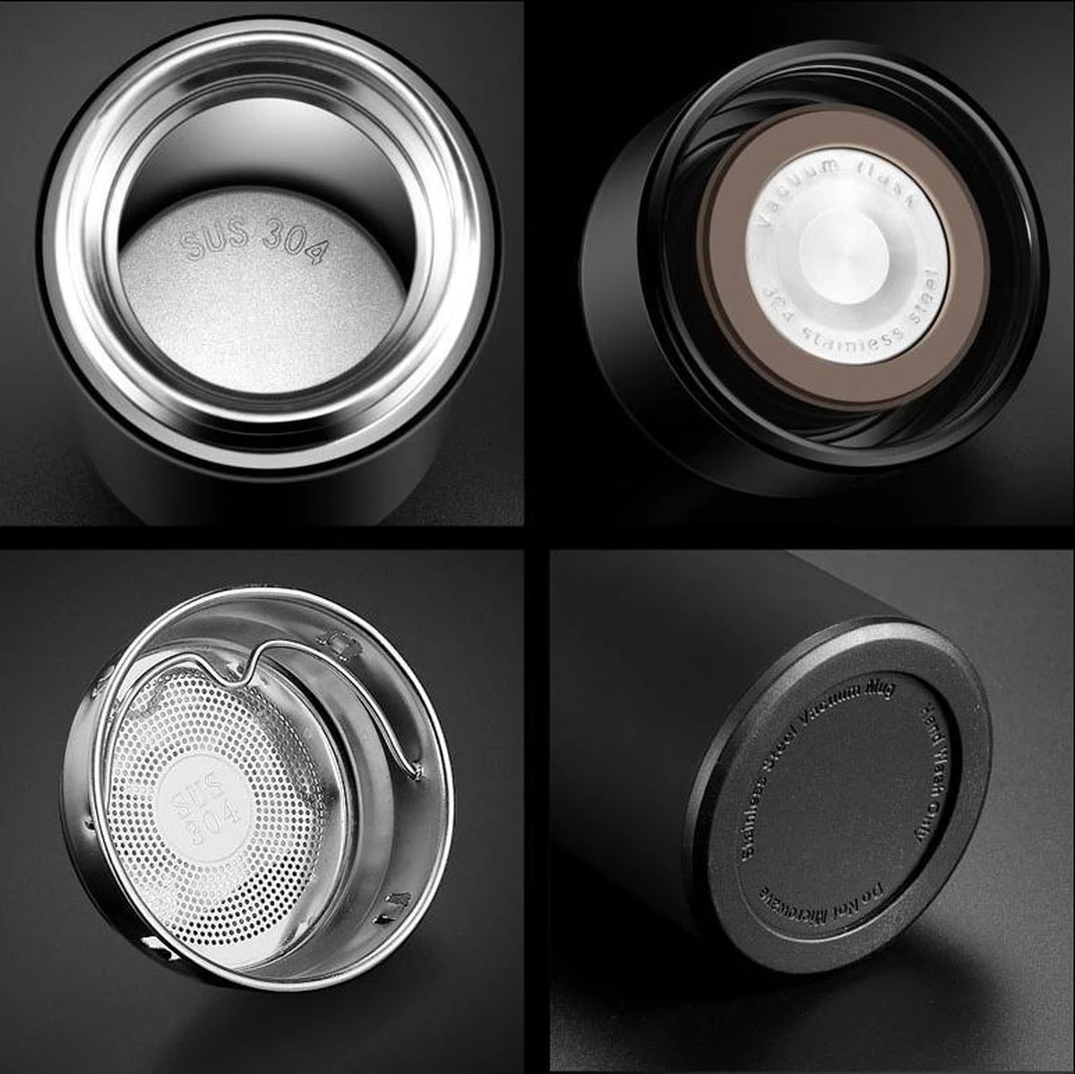 Thermosfles 500 Ml - Met Thee Filter - Mat Zwart 11 Thermosfles 500 Ml - Met Thee Filter - Mat Zwart - Afbeelding 9