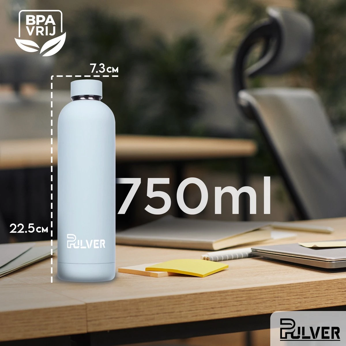 Pulver - RVS Thermosfles / Drinkfles – BPA Vrij – 750 Ml - Waterfles Met Draaidop – Drinkfles – Dubbele Isolatie - Rubberen Coating- Licht Groen 4 Pulver - RVS Thermosfles / Drinkfles – BPA Vrij – 750 Ml - Waterfles Met Draaidop – Drinkfles – Dubbele Isolatie - Rubberen Coating- Licht Groen - Afbeelding 2