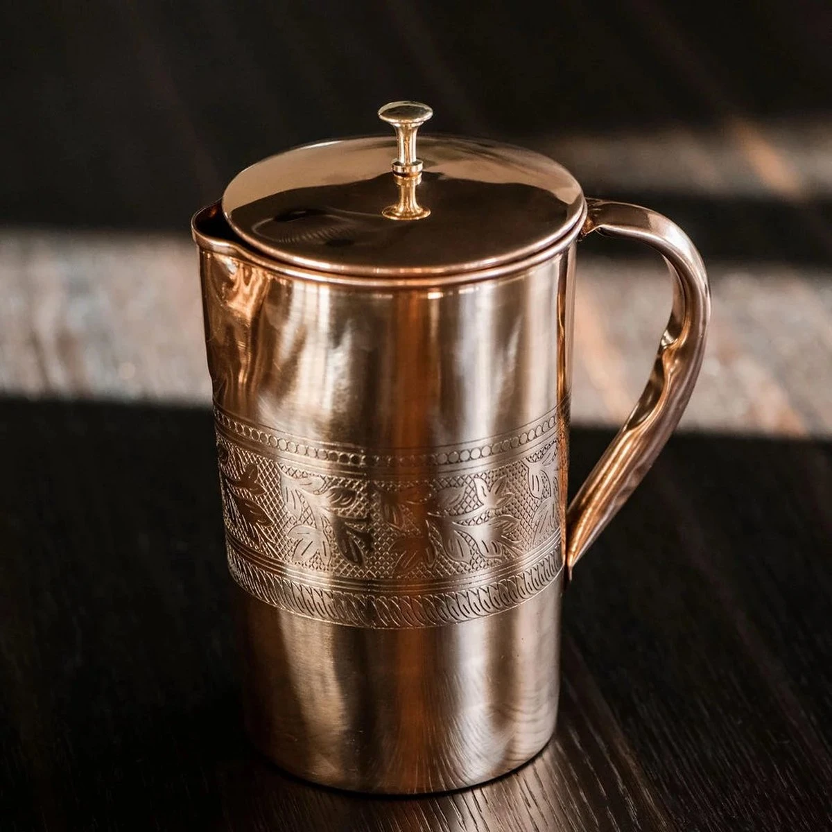 Puur Koperen Kan Bloempatroon - 1,5 Liter 8 Puur Koperen Kan Bloempatroon - 1,5 Liter - Afbeelding 6