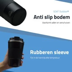 GOAT Outdoor RVS Koffiebeker To Go - Thermosbeker - Theebeker - Reisbeker - Lekvrij - 380ml - Zwart -Bekerwinkel 1200x1200 401