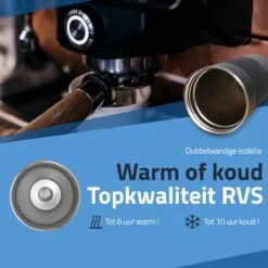 GOAT Outdoor RVS Koffiebeker To Go - Thermosbeker - Theebeker - Reisbeker - Lekvrij - 380ml - Zwart -Bekerwinkel 1200x1200 402