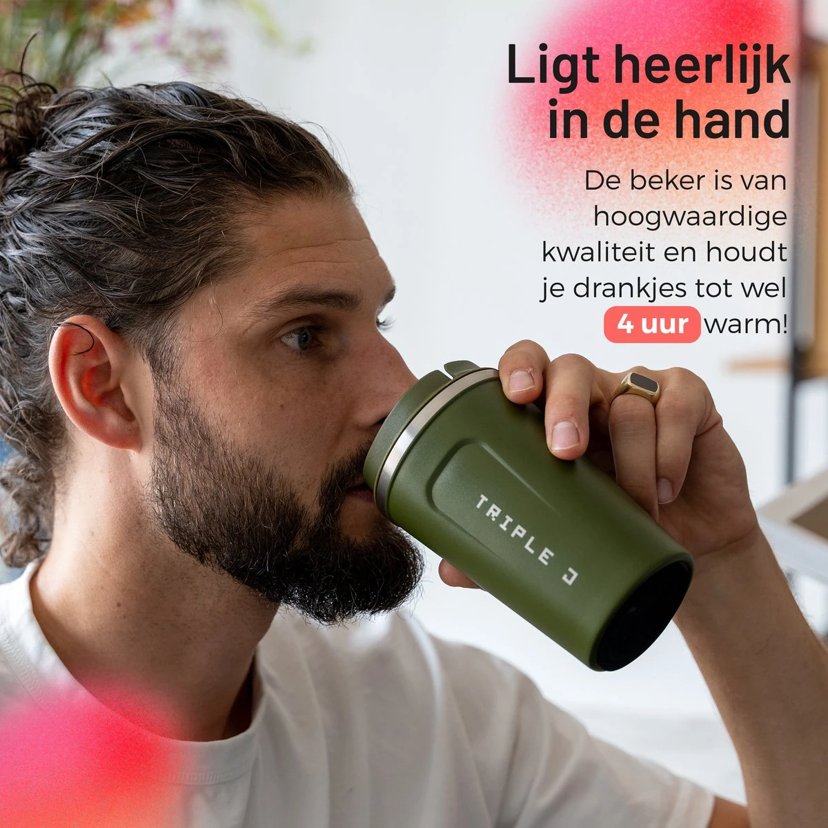 Triple J® Koffiebeker To Go - Thermosbeker - BPA & Lekvrij - 380ml - Groen 4 Triple J® Koffiebeker To Go - Thermosbeker - BPA & Lekvrij - 380ml - Groen - Afbeelding 2