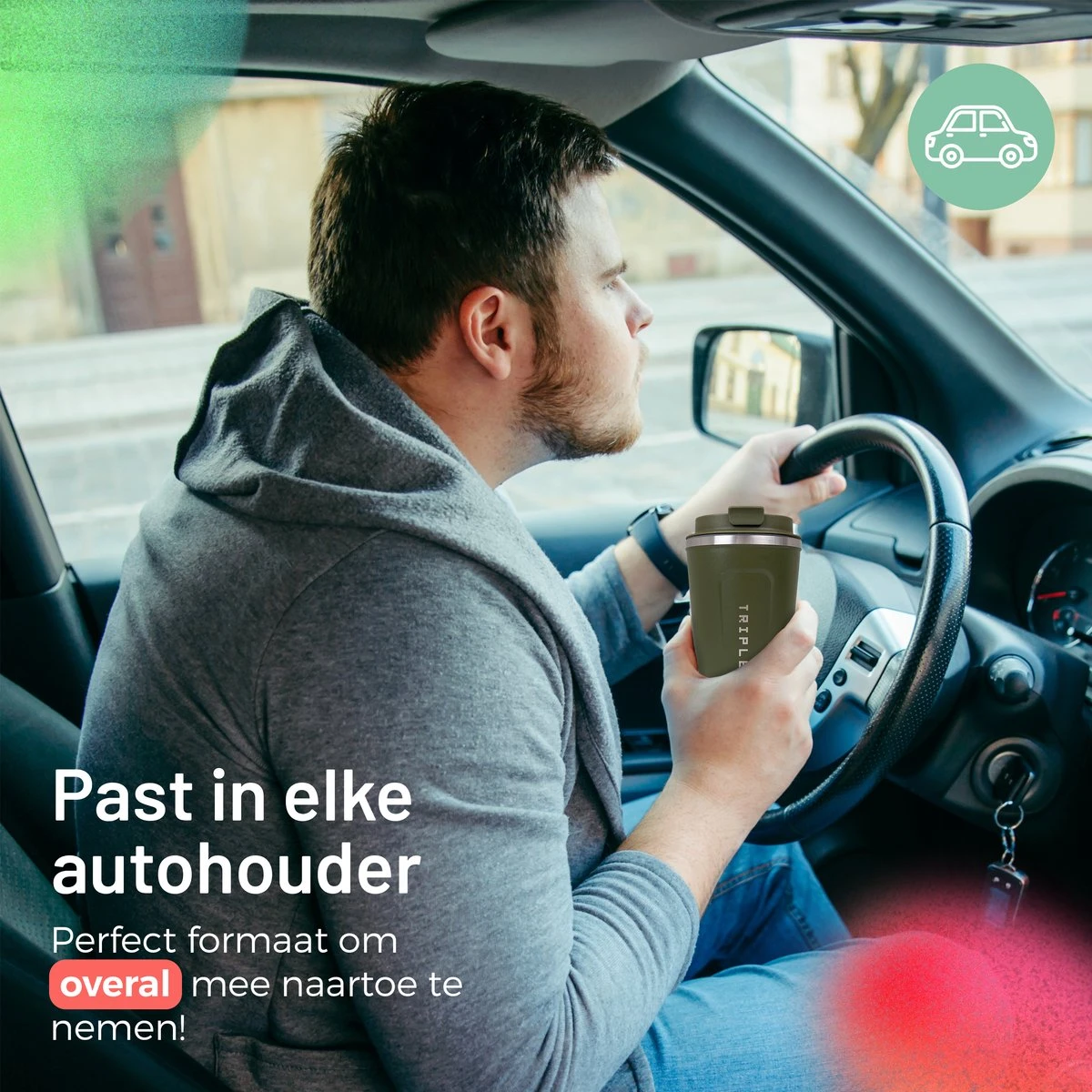 Triple J® Koffiebeker To Go - Thermosbeker - BPA & Lekvrij - 380ml - Groen 5 Triple J® Koffiebeker To Go - Thermosbeker - BPA & Lekvrij - 380ml - Groen - Afbeelding 3