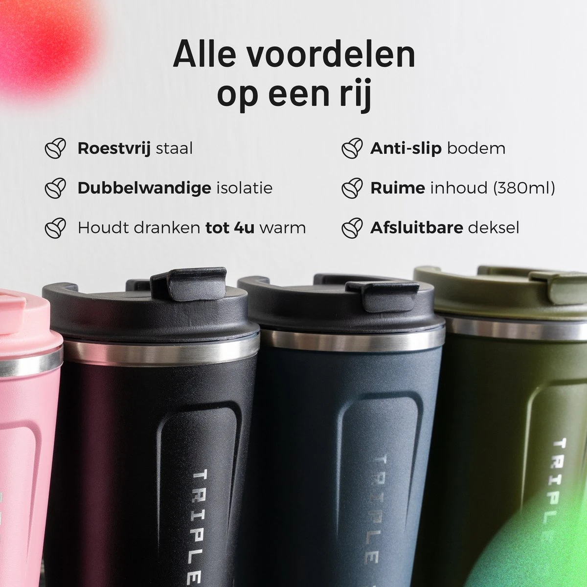 Triple J® Koffiebeker To Go - Thermosbeker - BPA & Lekvrij - 380ml - Groen 10 Triple J® Koffiebeker To Go - Thermosbeker - BPA & Lekvrij - 380ml - Groen - Afbeelding 8