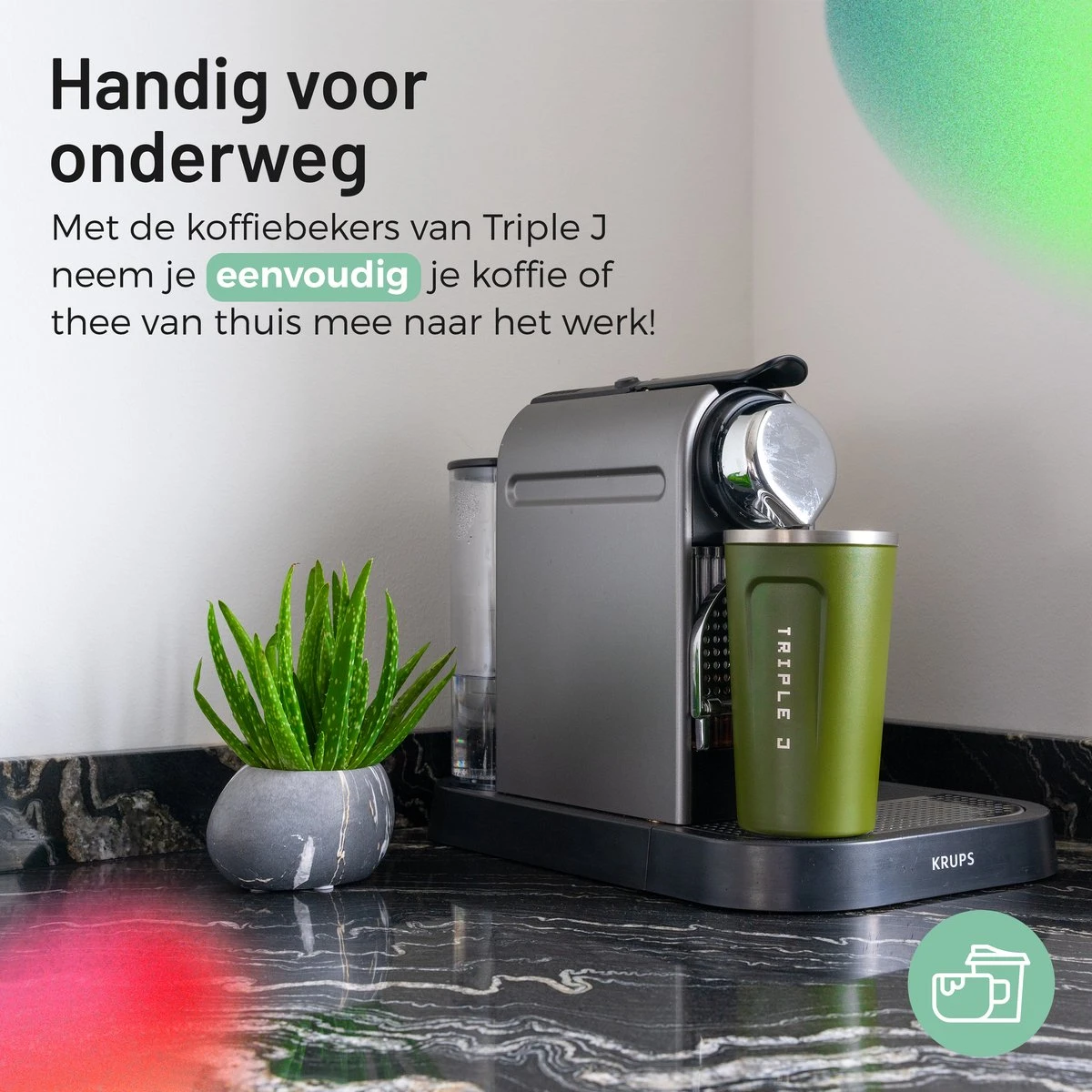 Triple J® Koffiebeker To Go - Thermosbeker - BPA & Lekvrij - 510ml - Groen 4 Triple J® Koffiebeker To Go - Thermosbeker - BPA & Lekvrij - 510ml - Groen - Afbeelding 2