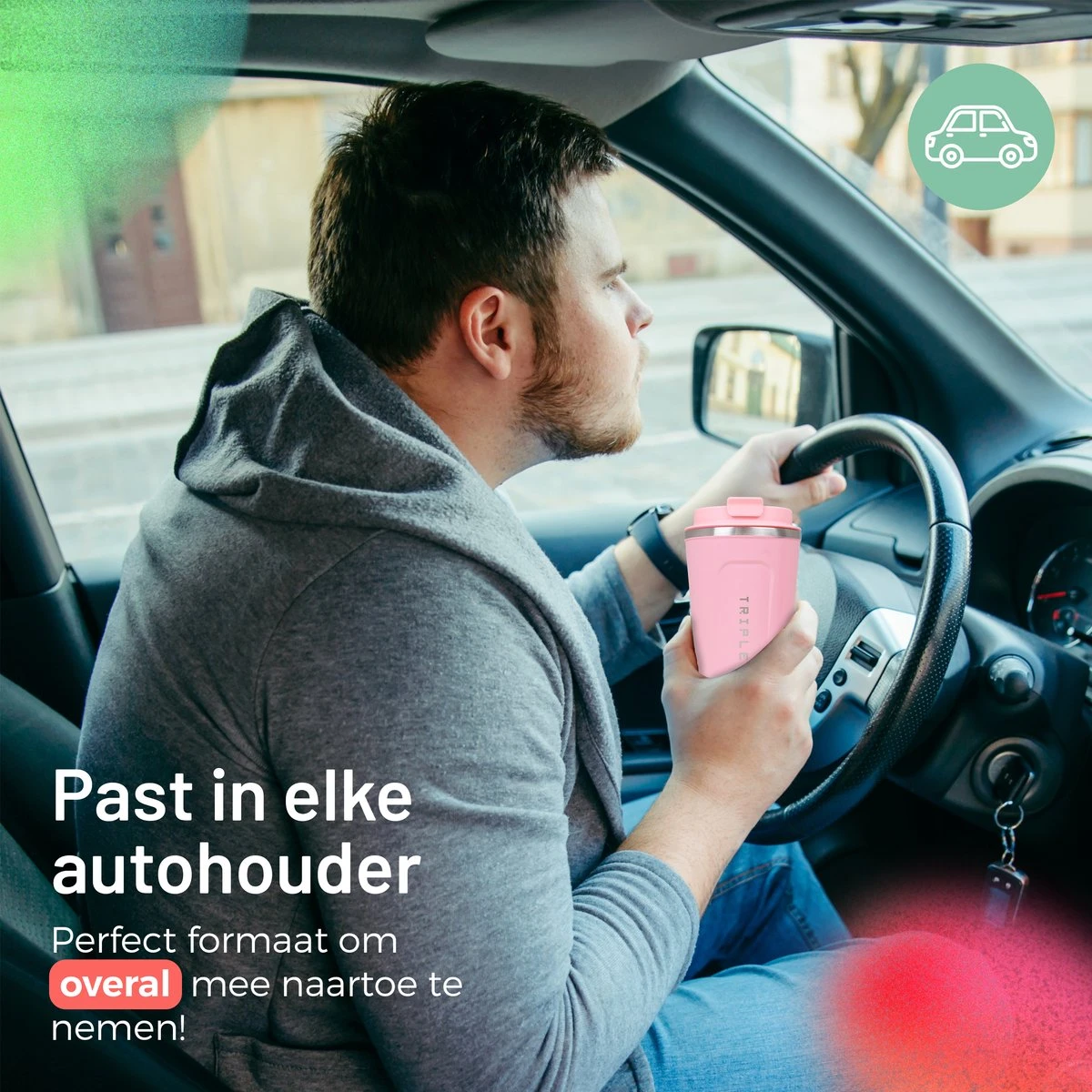 Triple J® Koffiebeker To Go - Thermosbeker - BPA & Lekvrij - 380ml - Roze 7 Triple J® Koffiebeker To Go - Thermosbeker - BPA & Lekvrij - 380ml - Roze - Afbeelding 5