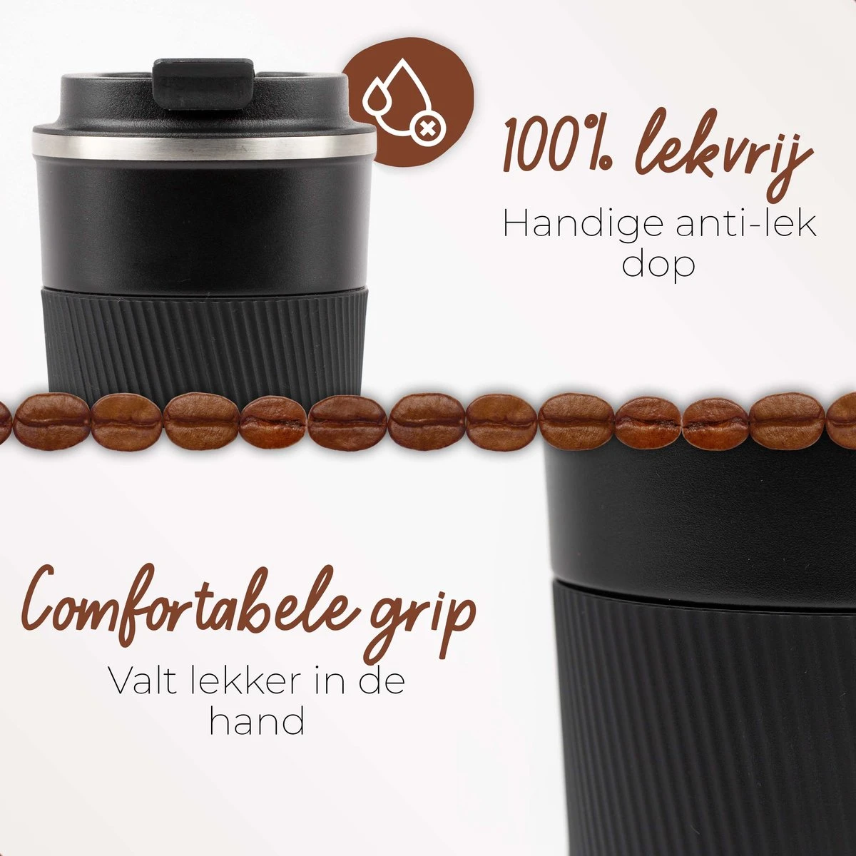 SIP !T® Premium RVS Koffiebeker To Go Thermosbeker – 380 ML – Herbruikbare Koffie & Theebeker – Lekvrij – Zwart - Valentijn 6 SIP !T® Premium RVS Koffiebeker To Go Thermosbeker – 380 ML – Herbruikbare Koffie & Theebeker – Lekvrij – Zwart - Valentijn - Afbeelding 4