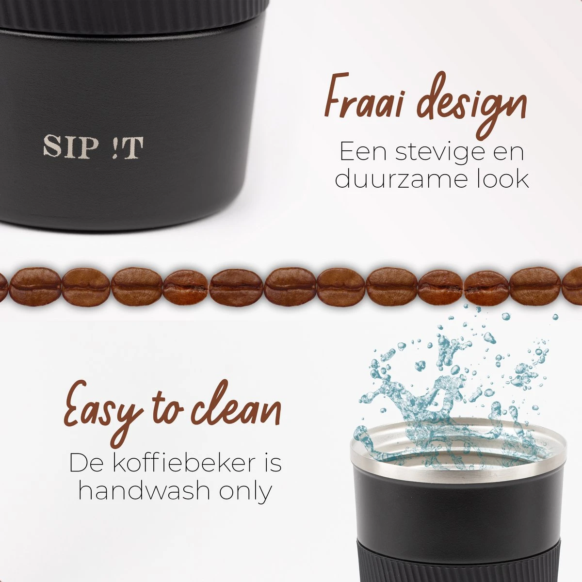 SIP !T® Premium RVS Koffiebeker To Go Thermosbeker – 380 ML – Herbruikbare Koffie & Theebeker – Lekvrij – Zwart - Valentijn 7 SIP !T® Premium RVS Koffiebeker To Go Thermosbeker – 380 ML – Herbruikbare Koffie & Theebeker – Lekvrij – Zwart - Valentijn - Afbeelding 5