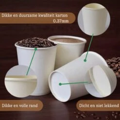 Drinkbeker Wit - Koffiebeker - Kartonnen Beker - 265ml - 100 Stuks - Wegwerpbeker - Papieren Beker - To-Go -Bekerwinkel 1200x1200 610