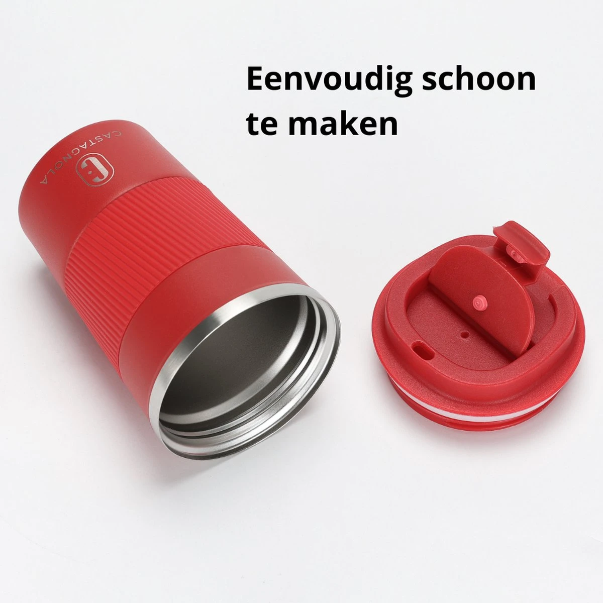 Castagnola Design RVS Koffiebeker To Go - Rood - 380ml - Thermosbeker - Theebeker 10 Castagnola Design RVS Koffiebeker To Go - Rood - 380ml - Thermosbeker - Theebeker - Afbeelding 8