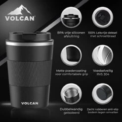 Volcan RVS Koffiebeker To Go Met Sleeve - Thermosbeker - Theebeker - Coffee - Zwart 18 Volcan RVS Koffiebeker To Go Met Sleeve - Thermosbeker - Theebeker - Coffee - Zwart -Bekerwinkel 1200x1200 643