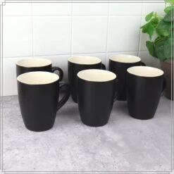 OTIX Koffiekopjes - Met Oor - Set Van 6 - Theekoppen - 340ml - Zwart - Keramiek -Bekerwinkel 1200x1200 800