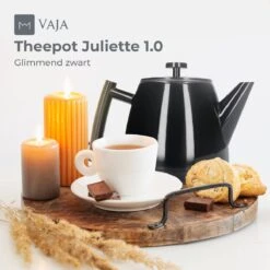 Vaja® Theepot Juliette Met Filter - Dubbelwandig -Theekan 1.0L - Glimmend Zwart -Bekerwinkel 1200x1200 879