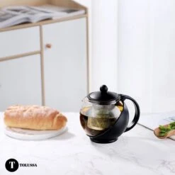 Tolussa Premium Theepot Glas Met Filter - 1.25L - Zwart - Isolerend - Lekt Niet -Bekerwinkel 1200x1200 894