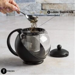 Tolussa Premium Theepot Glas Met Filter - 1.25L - Zwart - Isolerend - Lekt Niet -Bekerwinkel 1200x1200 896