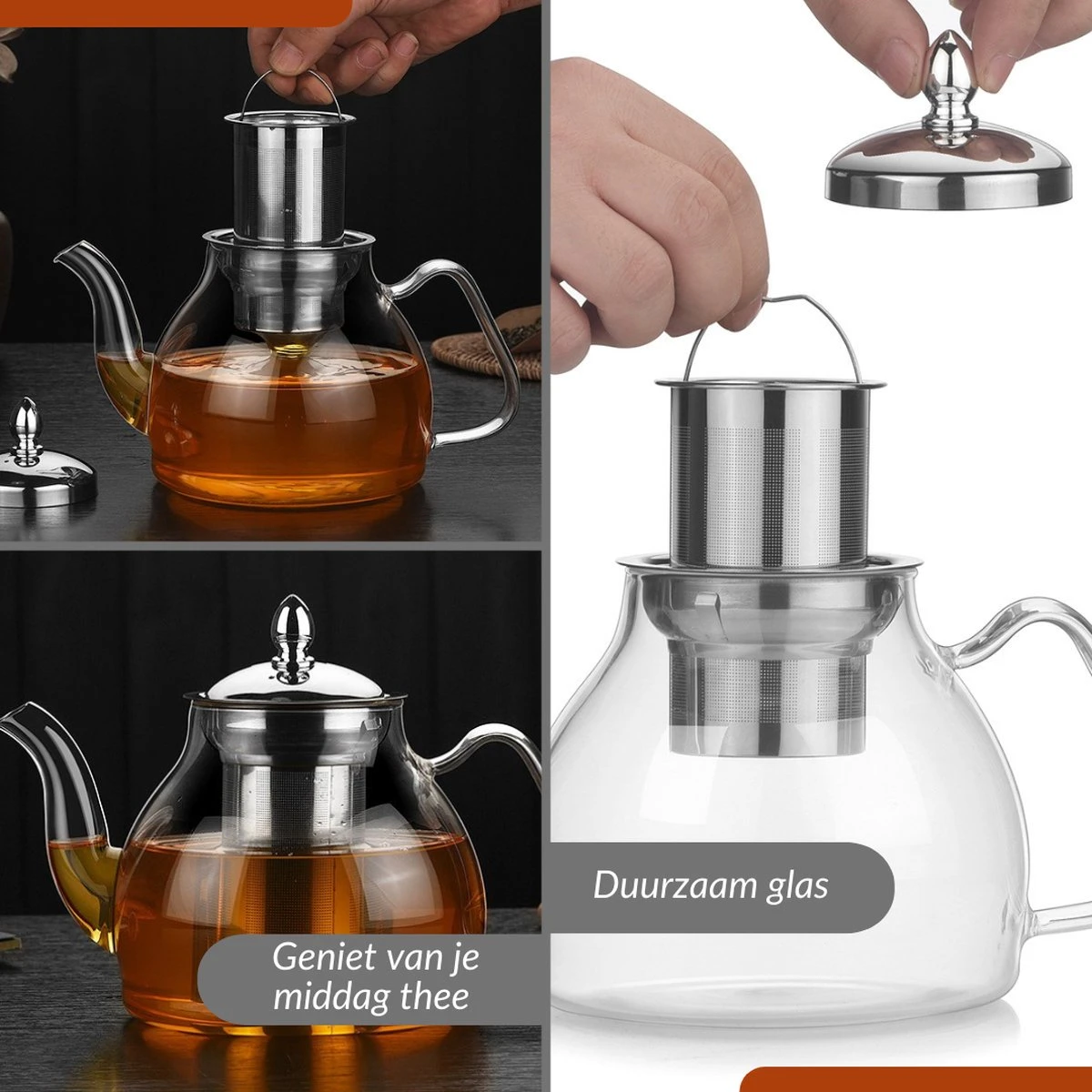 SensaHome - Infuser Theekan/Theepot - Transparant - Glas 12 SensaHome - Infuser Theekan/Theepot - Transparant - Glas - Afbeelding 10