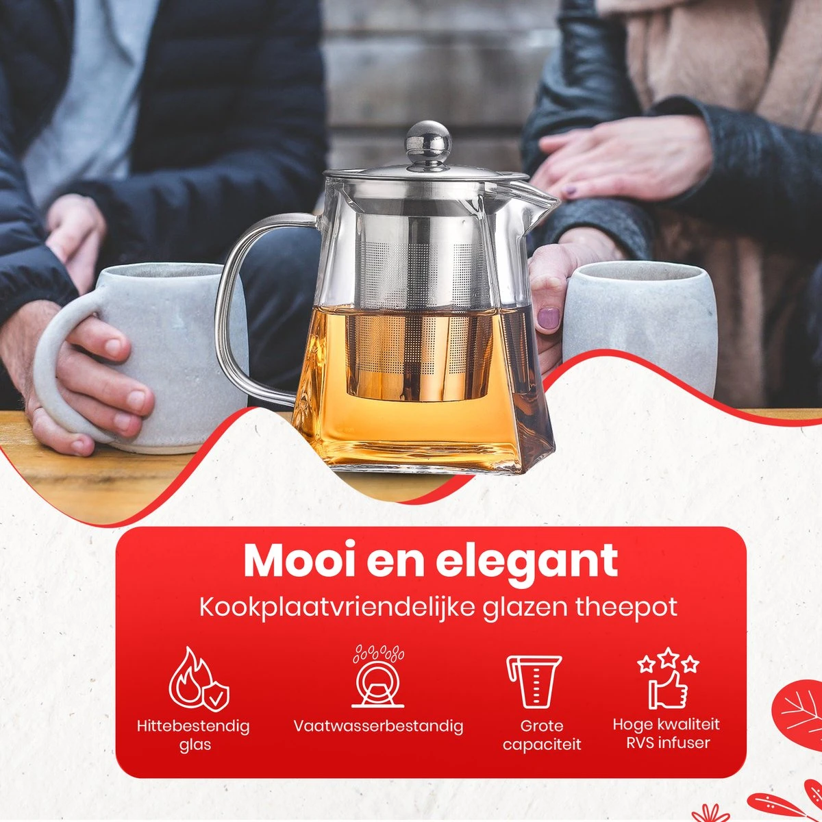 Procidi® Glazen Theepot Met Filter - Theekan Met Infuser - Dubbelwandig Borosilicaat Glas - Thee Thermoskan - Koffiekan 750 ML - Teapot 4 Procidi® Glazen Theepot Met Filter - Theekan Met Infuser - Dubbelwandig Borosilicaat Glas - Thee Thermoskan - Koffiekan 750 ML - Teapot - Afbeelding 2