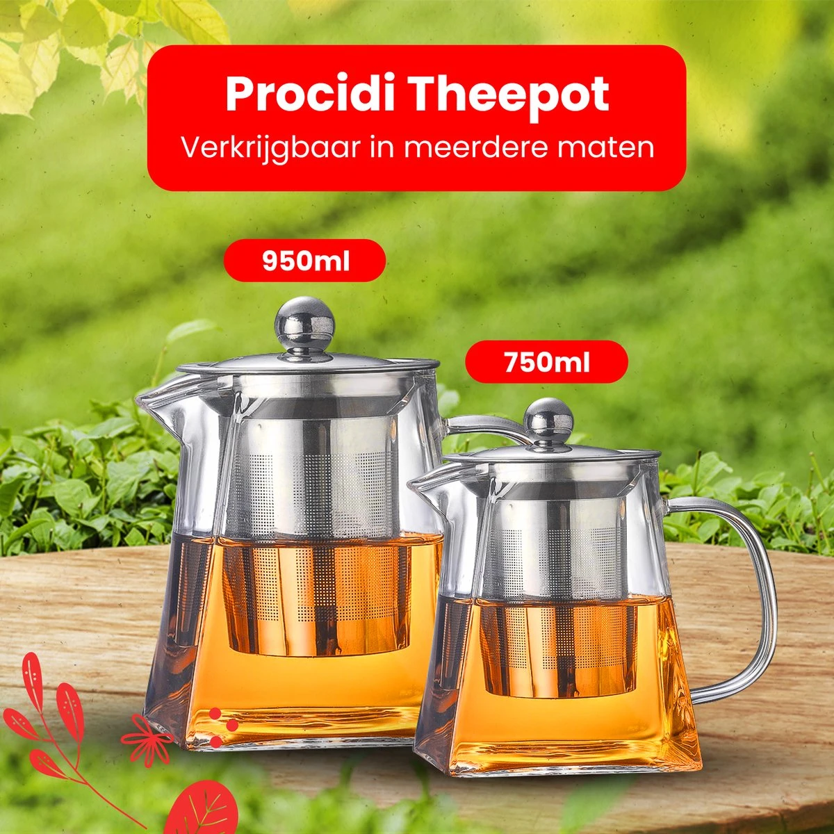 Procidi® Glazen Theepot Met Filter - Theekan Met Infuser - Dubbelwandig Borosilicaat Glas - Thee Thermoskan - Koffiekan 750 ML - Teapot 8 Procidi® Glazen Theepot Met Filter - Theekan Met Infuser - Dubbelwandig Borosilicaat Glas - Thee Thermoskan - Koffiekan 750 ML - Teapot - Afbeelding 6