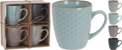 Excellent Houseware Set Van 4x Stuks Luxe Gekleurde Stoneware Bekers/koffiekopjes 200 Ml - Kopjes/koffiebekers 6 Excellent Houseware Set Van 4x Stuks Luxe Gekleurde Stoneware Bekers/koffiekopjes 200 Ml - Kopjes/koffiebekers -Bekerwinkel 1200x500