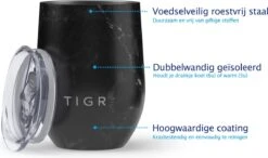 TIGR The Combo - Voordeelset Minimalist Thermosfles En Cup Warmhoudbeker - 500ml - Zwart Marmer -Bekerwinkel 1200x710