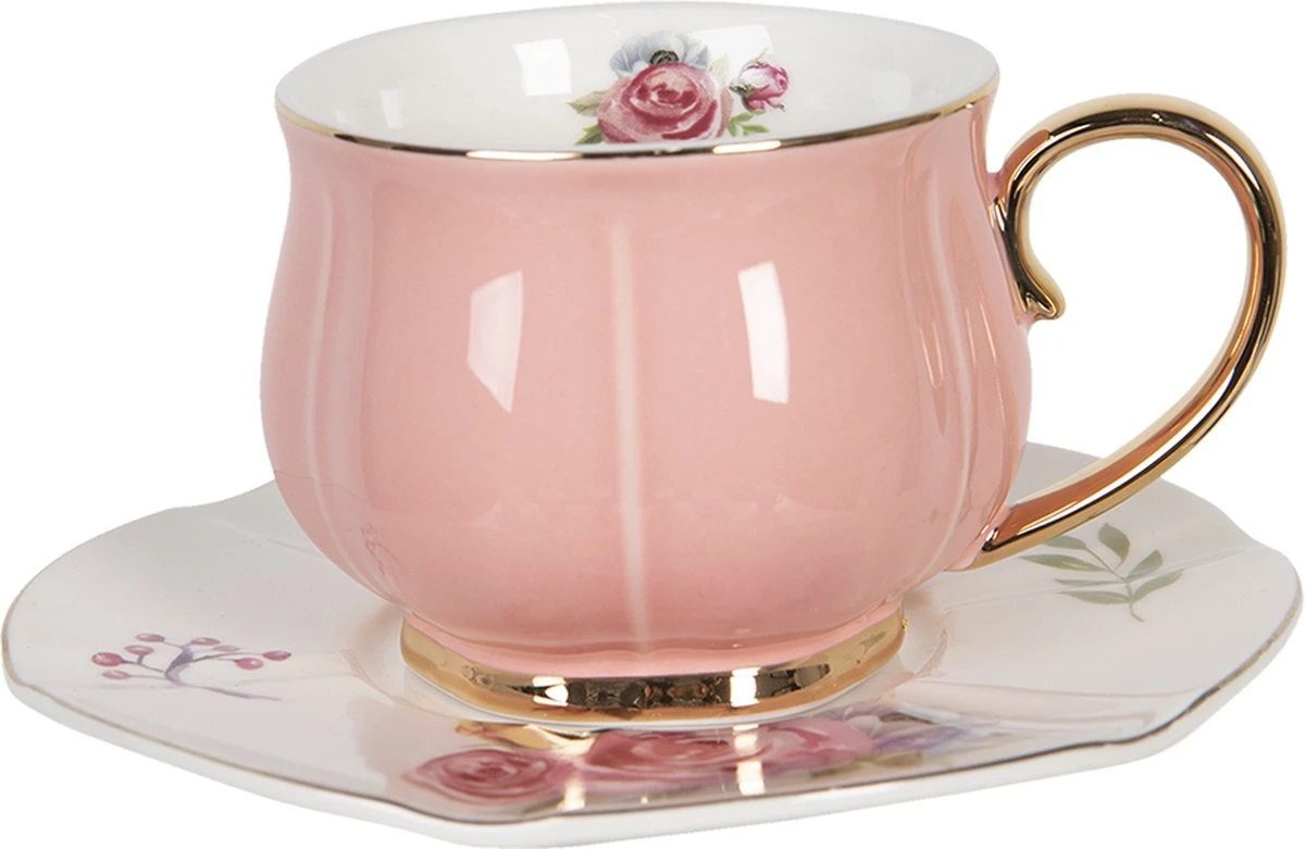 Clayre & Eef Kop En Schotel Set Van 6 250 Ml Meerkleurig Porselein Rond Bloemen Servies Cadeau Voor Haar Cappuccino 4 Clayre & Eef Kop En Schotel Set Van 6 250 Ml Meerkleurig Porselein Rond Bloemen Servies Cadeau Voor Haar Cappuccino - Afbeelding 2