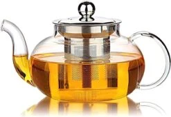 Glazen Theepot Met Filter (RVS) - 1.2 Liter - Thee Infuser – Borosilicaat – Anti-druppel Tuit -Bekerwinkel 1200x824 1