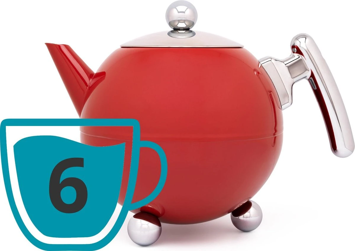 Bredemeijer - Theepot Bella Ronde 1,2L Carmine Red- Dubbelwandig 7 Bredemeijer - Theepot Bella Ronde 1,2L Carmine Red- Dubbelwandig - Afbeelding 5