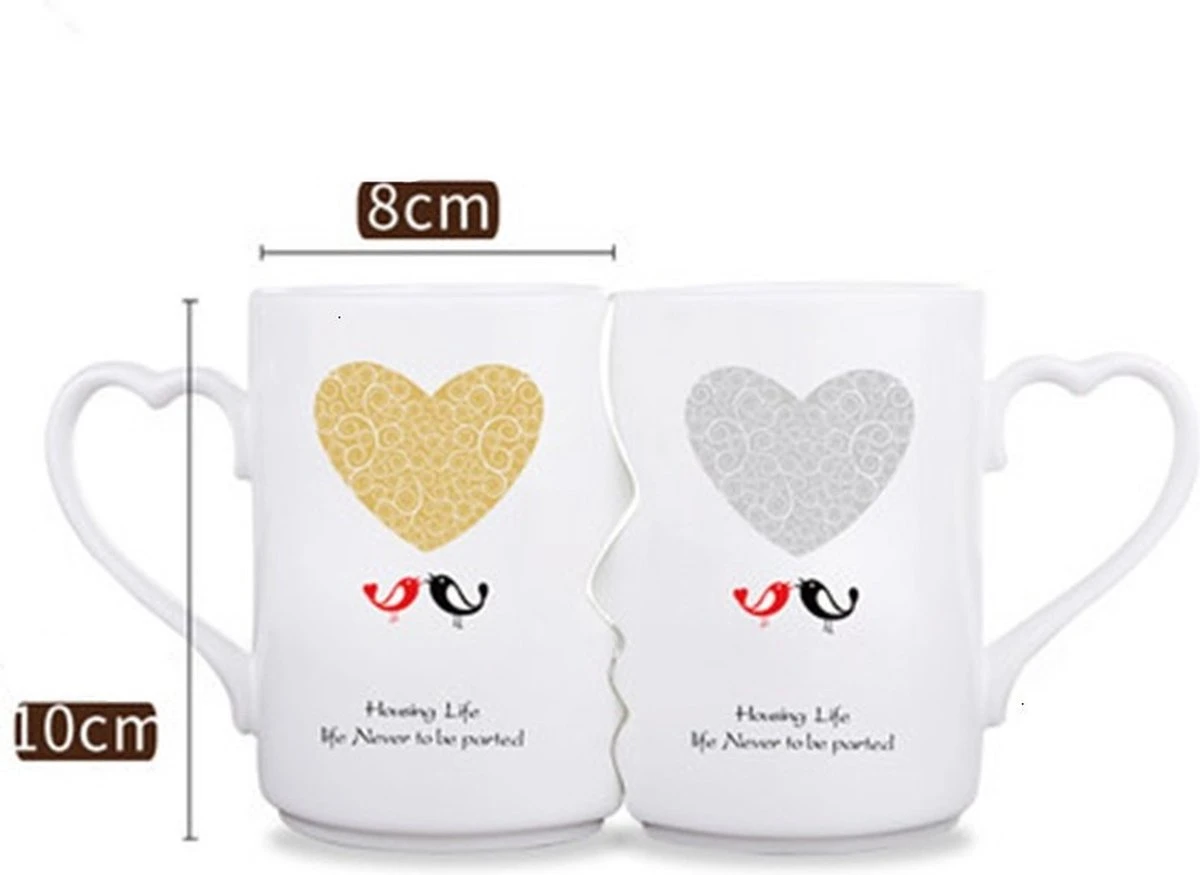 Faseras Liefdesmok/Couple Mok - Liefdesgeschenk - Huwelijksgeschenk - Hartje/Vogeltje - Porselein - 360ml - Wit 6 Faseras Liefdesmok/Couple Mok - Liefdesgeschenk - Huwelijksgeschenk - Hartje/Vogeltje - Porselein - 360ml - Wit - Afbeelding 4