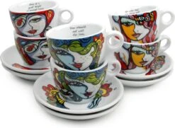 Josien Broeren - Kop 0,16 Liter Met Schotel - Porselein - Set Van 6