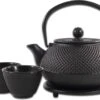 SakuraTea - Theepot Set - 4-delig - Gietijzer - Zwart - 0.8L - 2 Kopjes (100ml) -Bekerwinkel 1200x882